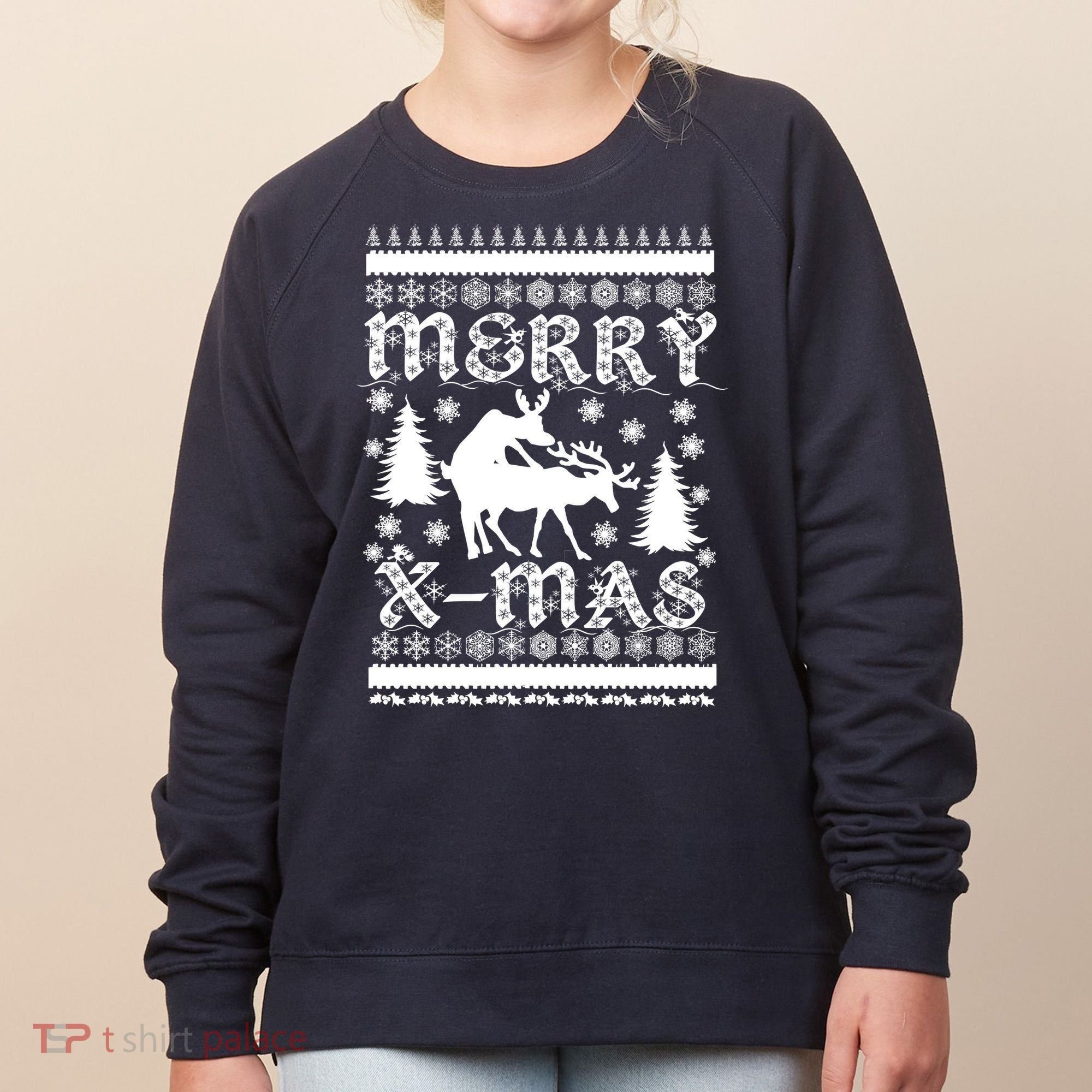 Ugly Christmas X-Mas Frisky Reindeer Humping Women's Sweatshirt