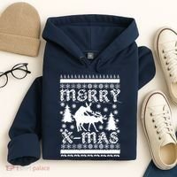 Ugly Christmas X-Mas Frisky Reindeer Humping Hoodie thumb 4