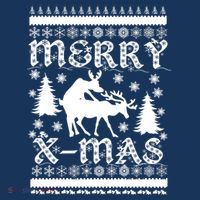 Ugly Christmas X-Mas Frisky Reindeer Humping Long Sleeve Shirt thumb 2