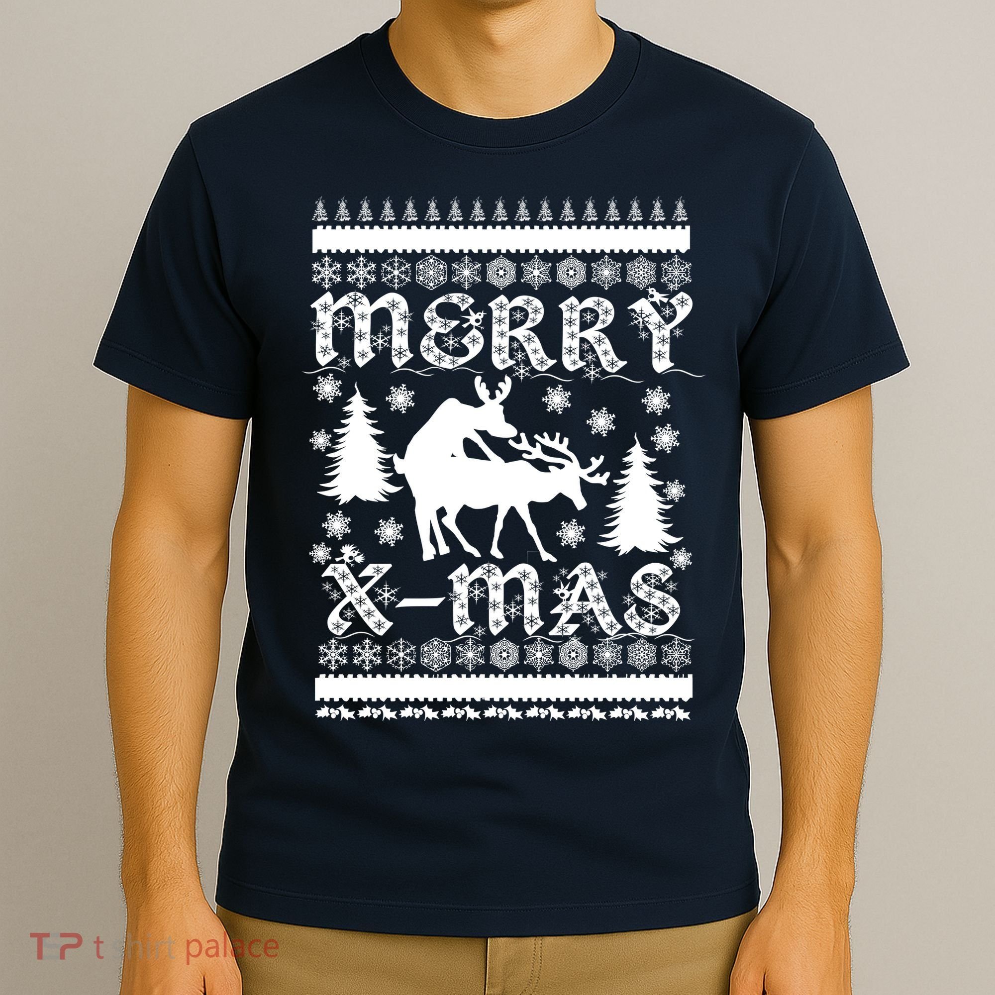 Ugly Christmas X-Mas Frisky Reindeer Humping T-Shirt