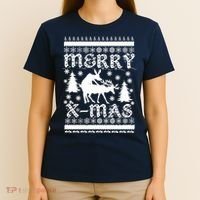 Ugly Christmas X-Mas Frisky Reindeer Humping T-Shirt thumb 4