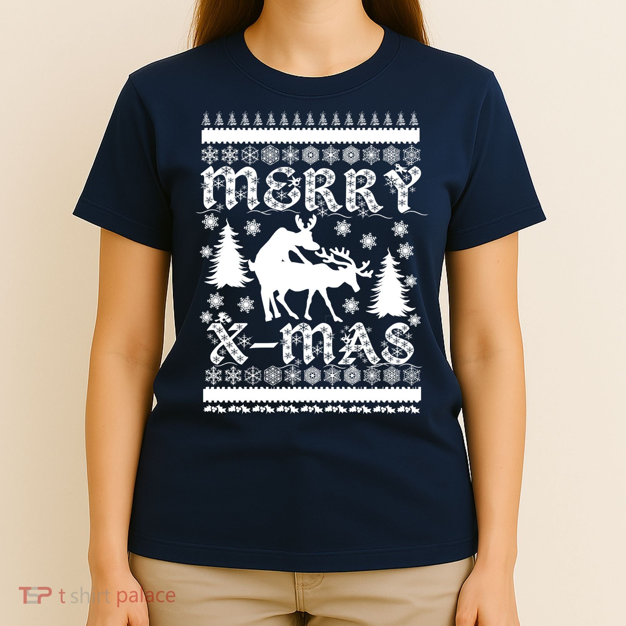 Ugly Christmas X-Mas Frisky Reindeer Humping T-Shirt
