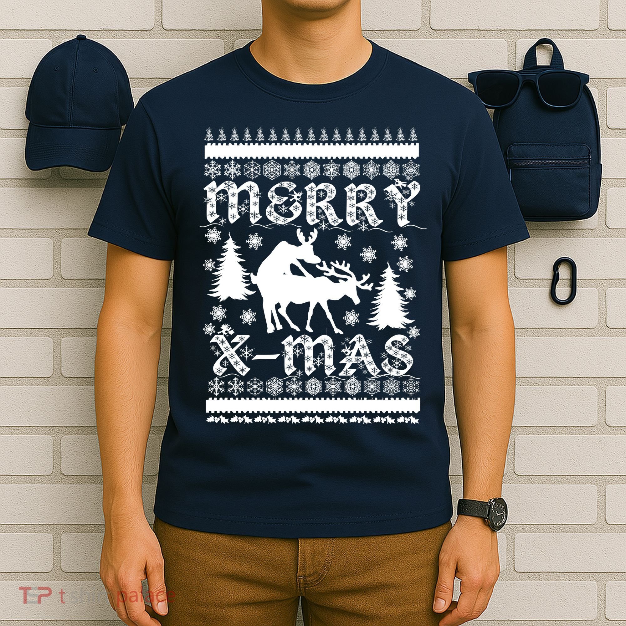 Ugly Christmas X-Mas Frisky Reindeer Humping T-Shirt