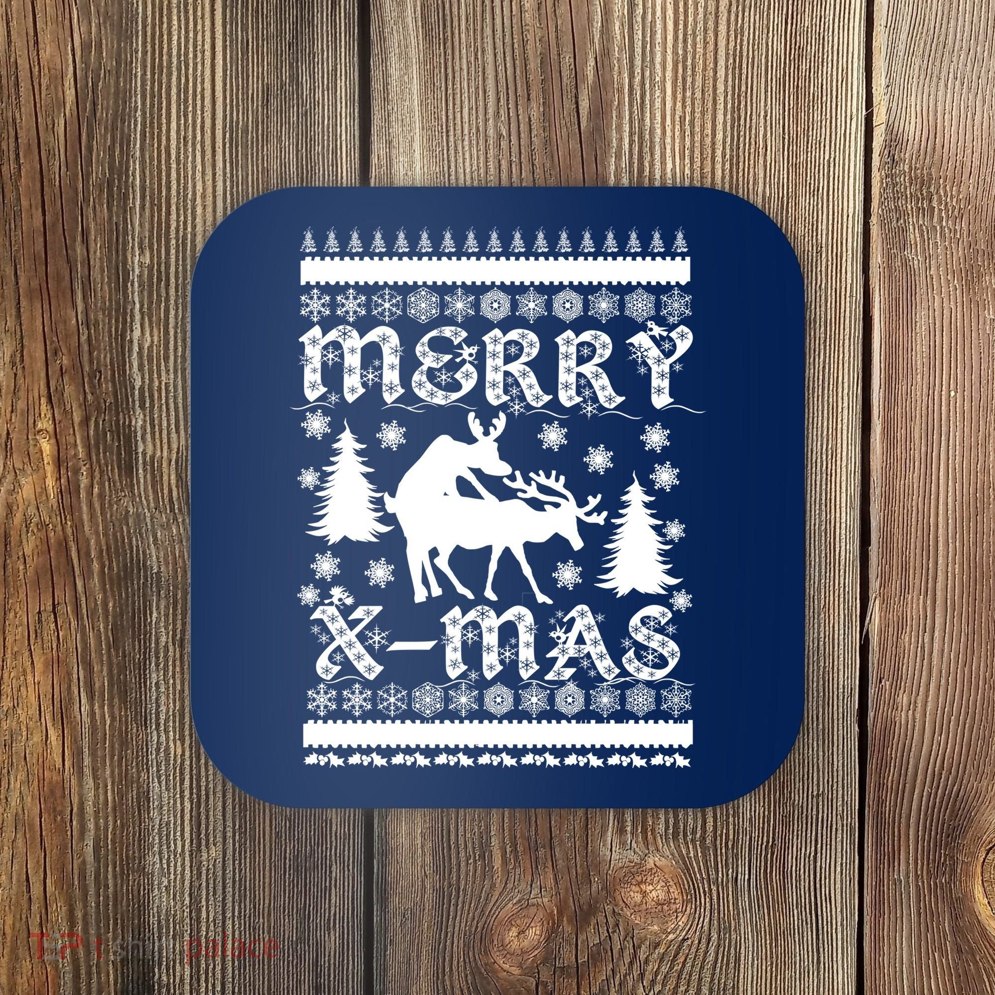 Ugly Christmas X-Mas Frisky Reindeer Humping Coaster