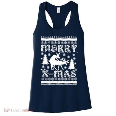 Ugly Christmas X-Mas Frisky Reindeer Humping Women's Tank Top