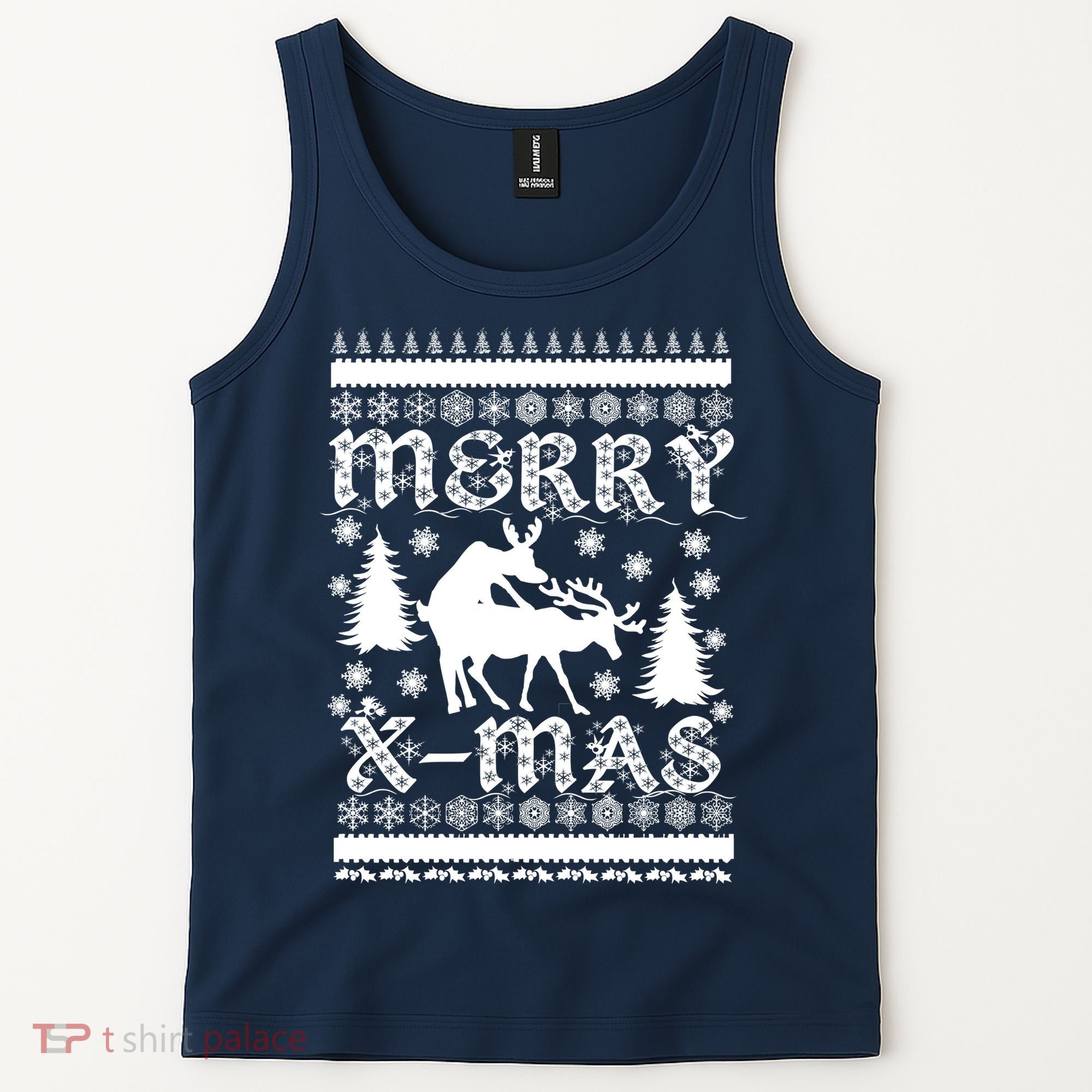 Ugly Christmas X-Mas Frisky Reindeer Humping Tank Top