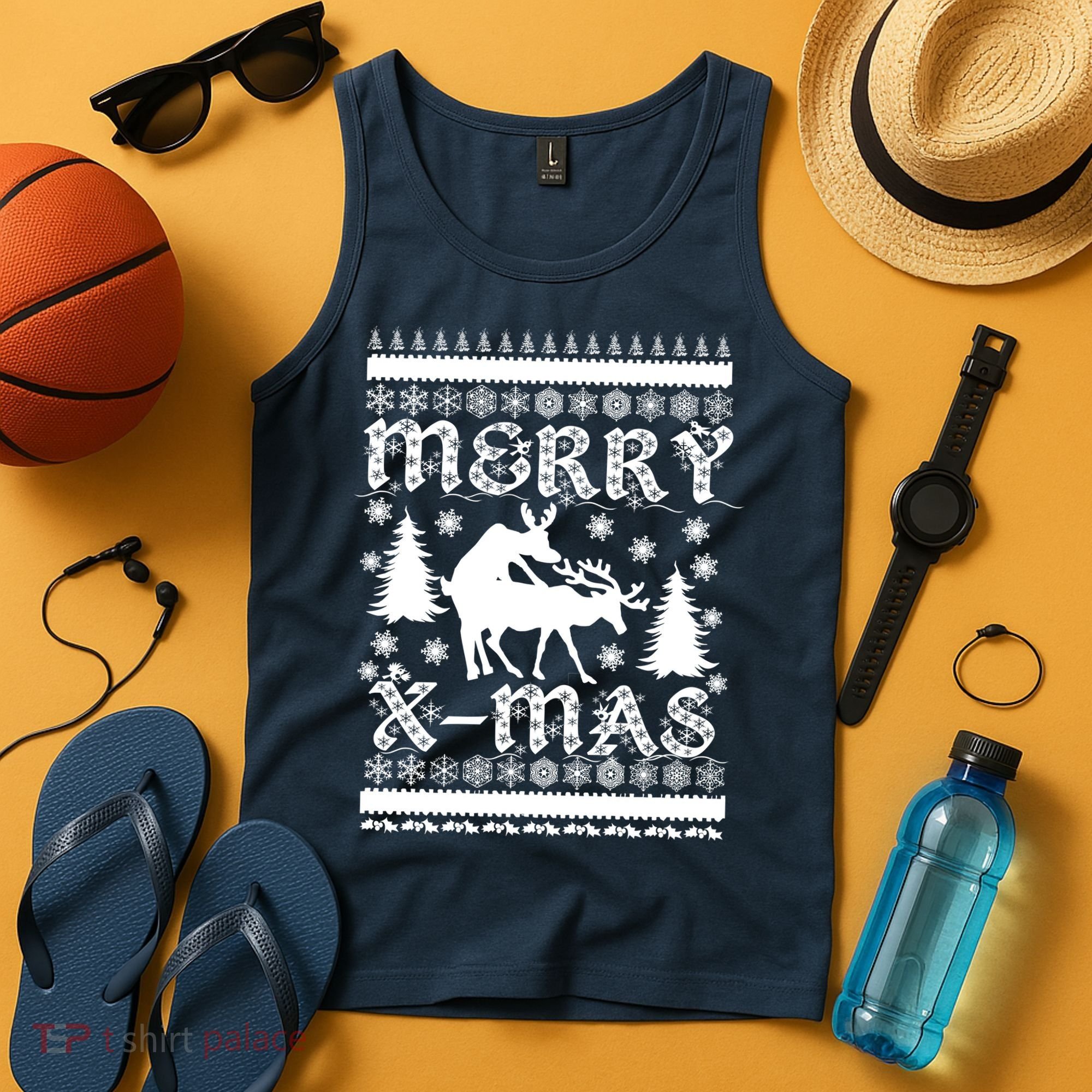 Ugly Christmas X-Mas Frisky Reindeer Humping Tank Top