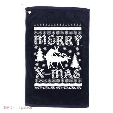 Ugly Christmas X-Mas Frisky Reindeer Humping Golf Towel