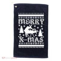 Ugly Christmas X-Mas Frisky Reindeer Humping Golf Towel thumb 0