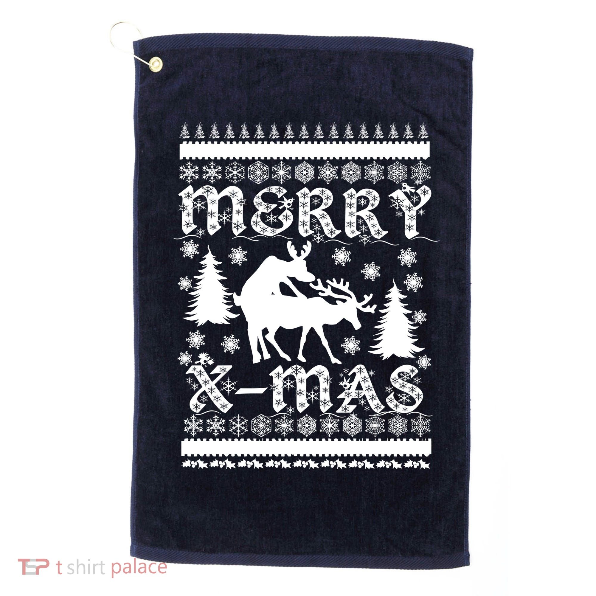 Ugly Christmas X-Mas Frisky Reindeer Humping Golf Towel