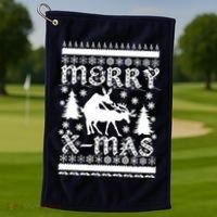 Ugly Christmas X-Mas Frisky Reindeer Humping Golf Towel thumb 1