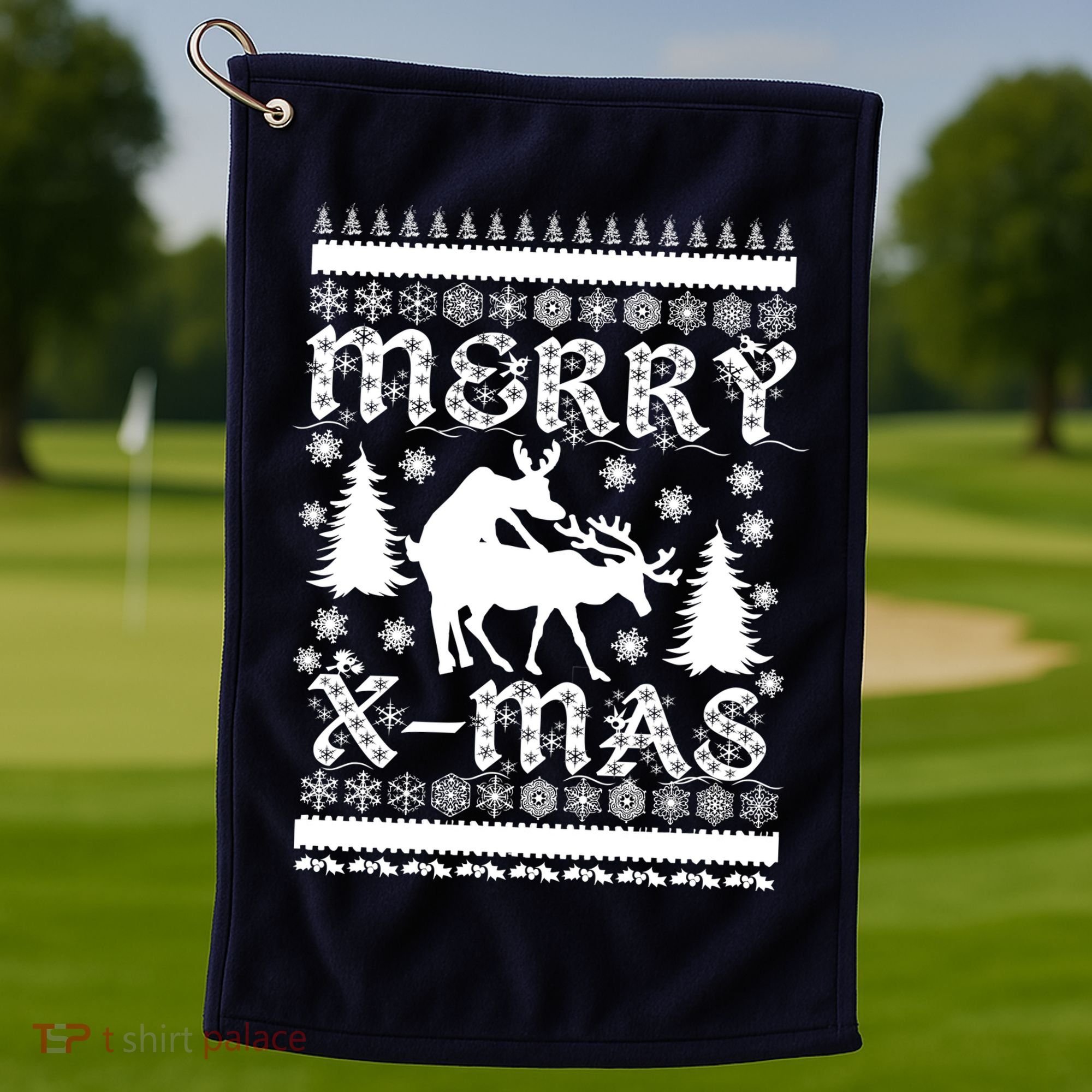 Ugly Christmas X-Mas Frisky Reindeer Humping Golf Towel