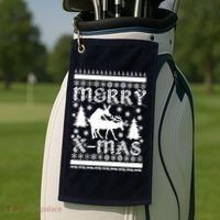 Ugly Christmas X-Mas Frisky Reindeer Humping Golf Towel thumb 2