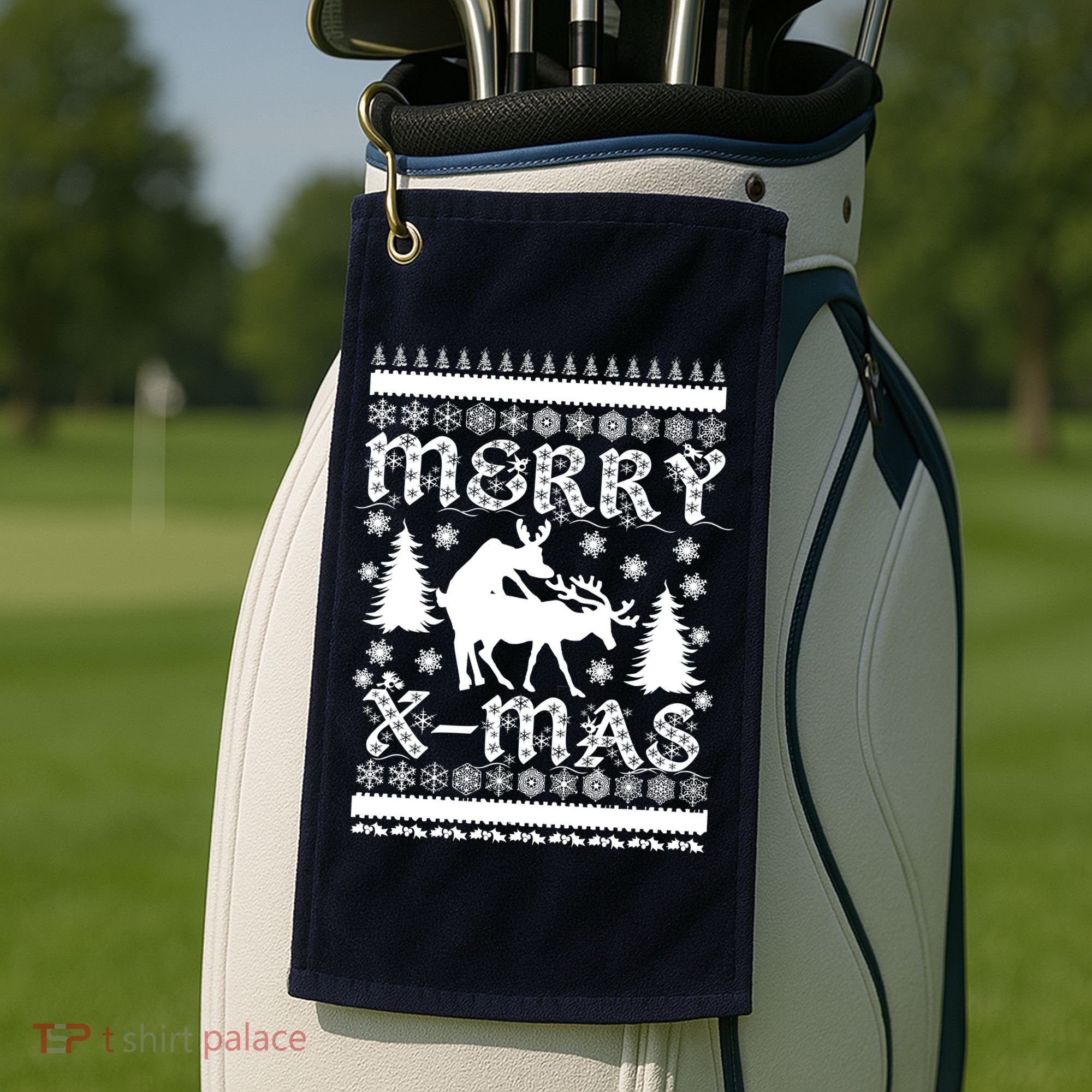 Ugly Christmas X-Mas Frisky Reindeer Humping Golf Towel