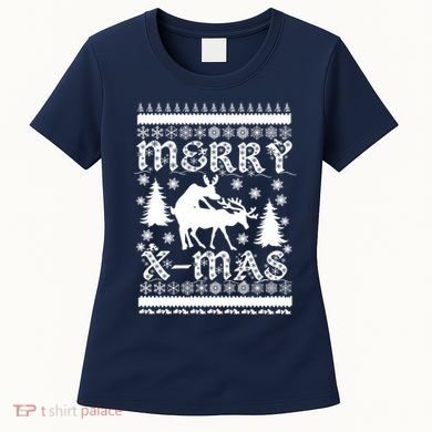 Ugly Christmas X-Mas Frisky Reindeer Humping Women's T-Shirt