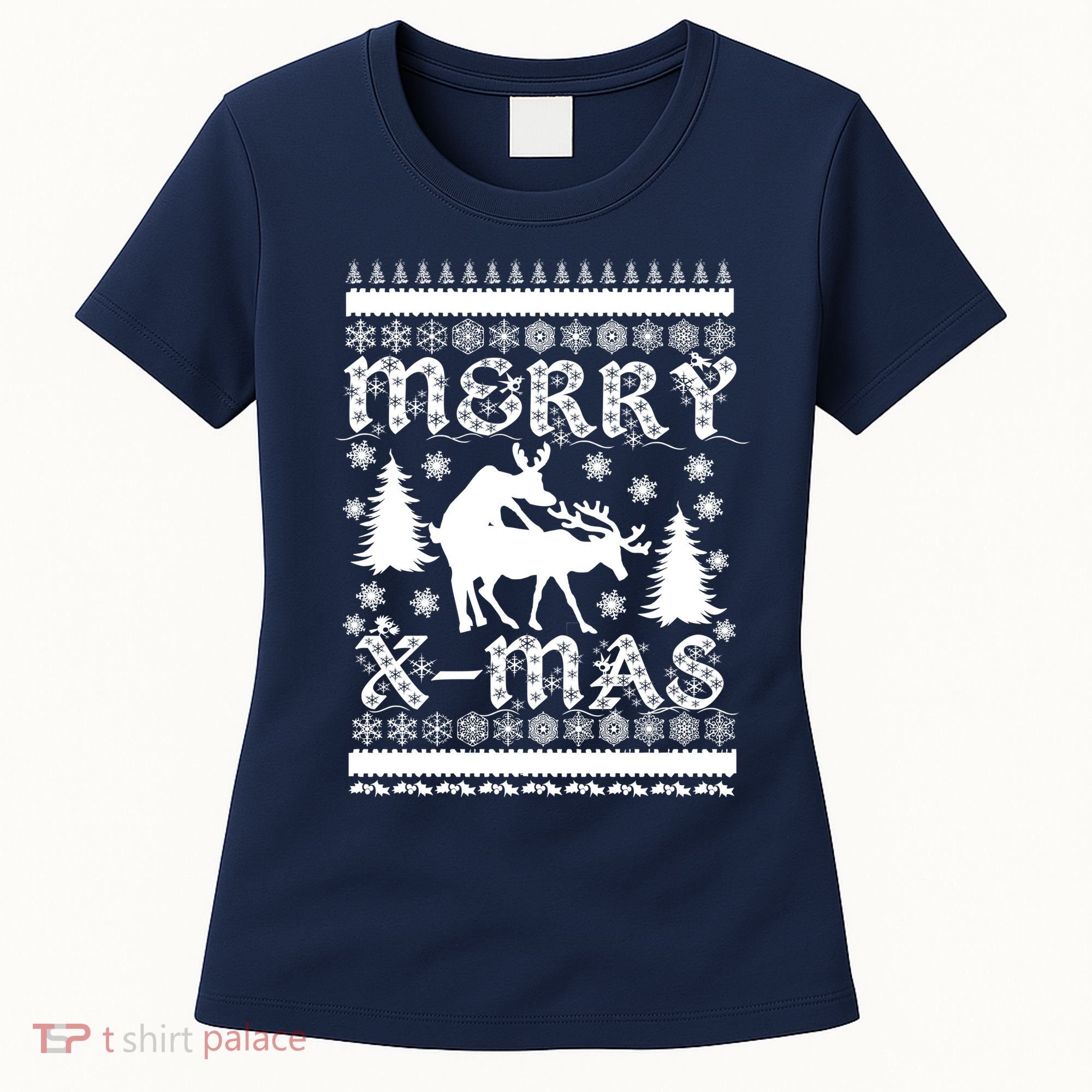 Ugly Christmas X-Mas Frisky Reindeer Humping Women's T-Shirt
