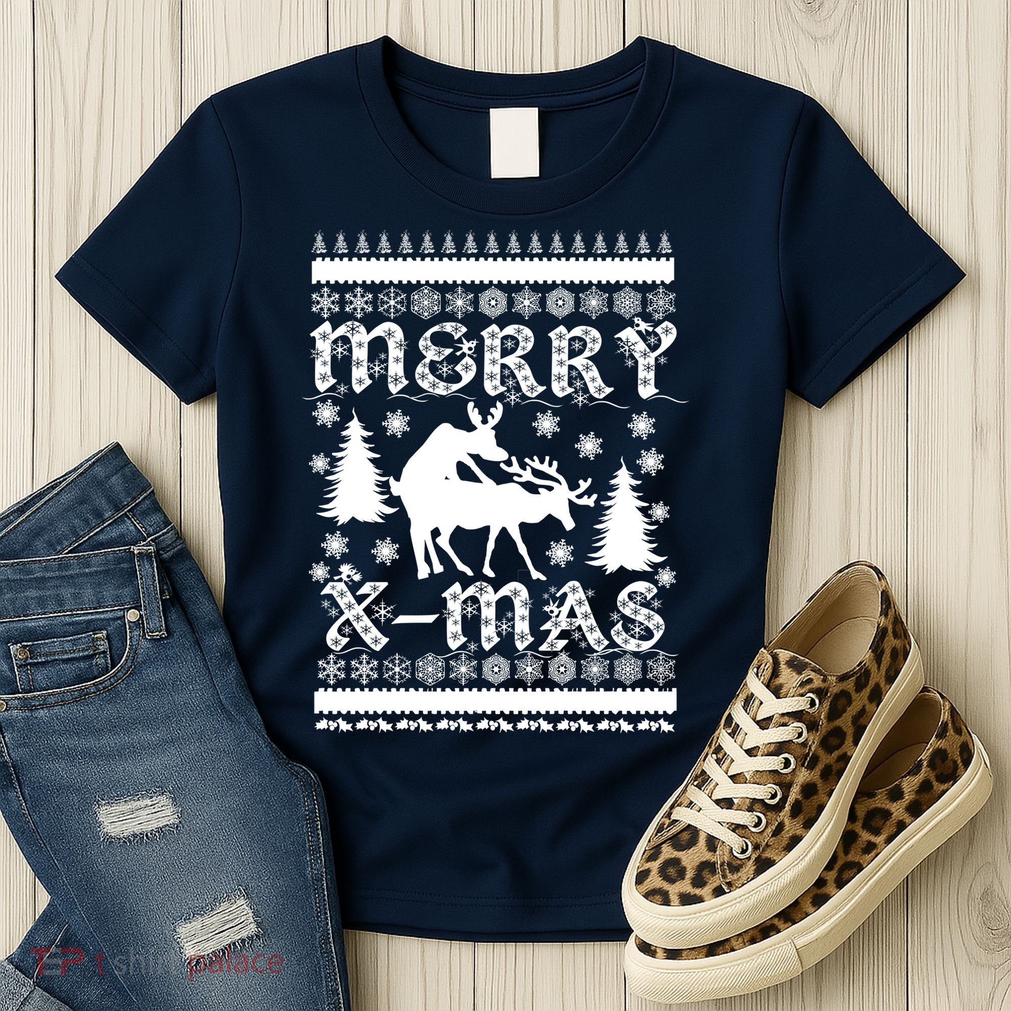 Ugly Christmas X-Mas Frisky Reindeer Humping Women's T-Shirt