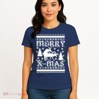 Ugly Christmas X-Mas Frisky Reindeer Humping Women's T-Shirt thumb 4