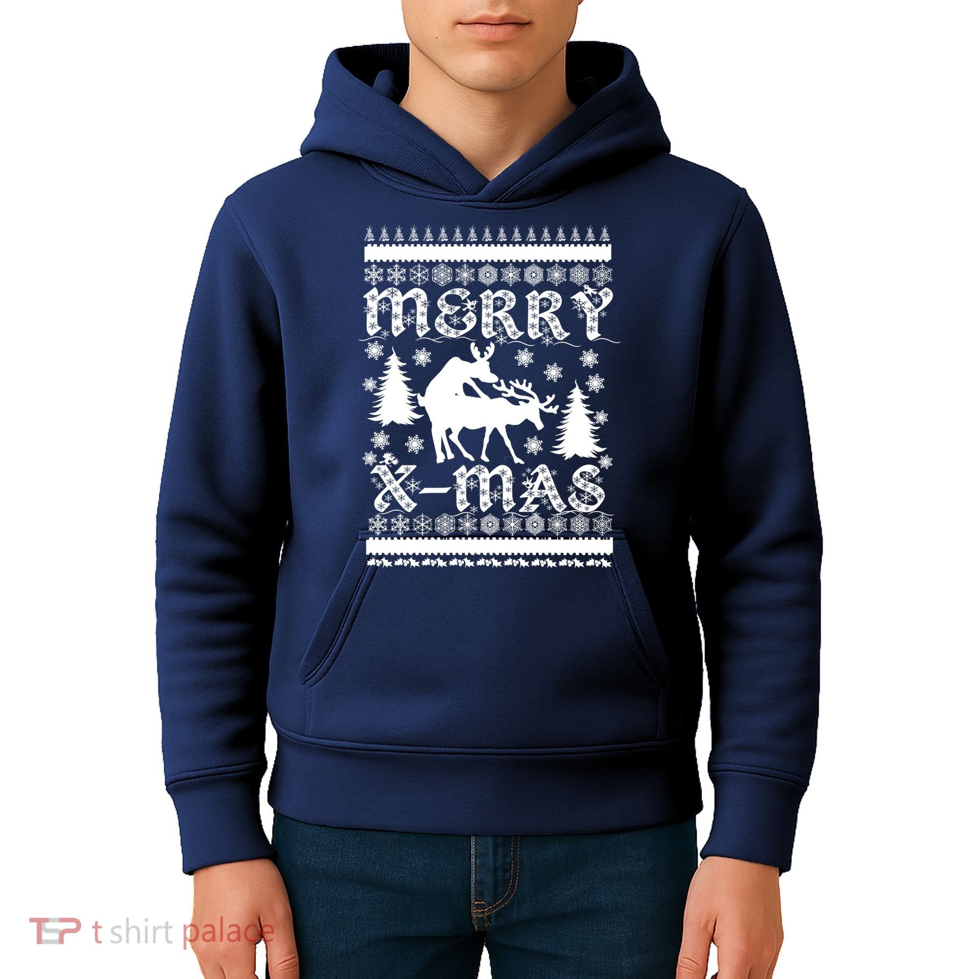 Ugly Christmas X-Mas Frisky Reindeer Humping Kids Hoodie