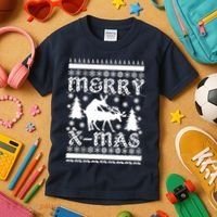 Ugly Christmas X-Mas Frisky Reindeer Humping Kids T-Shirt thumb 3