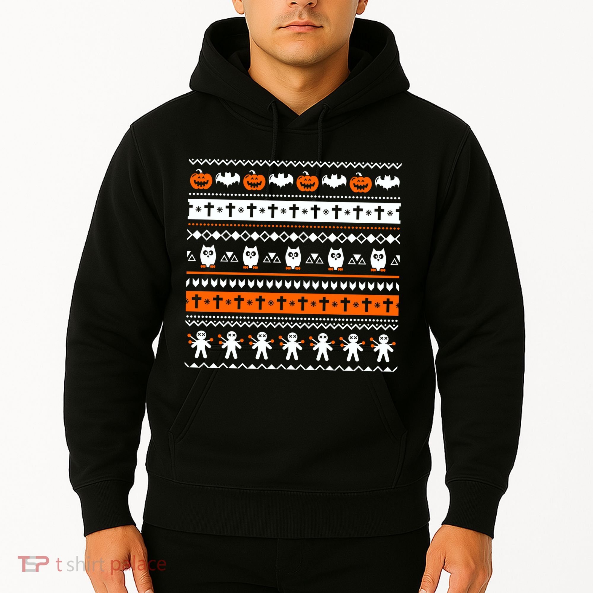 Ugly Halloween Sweater Black Cat Pumpkin Hoodie