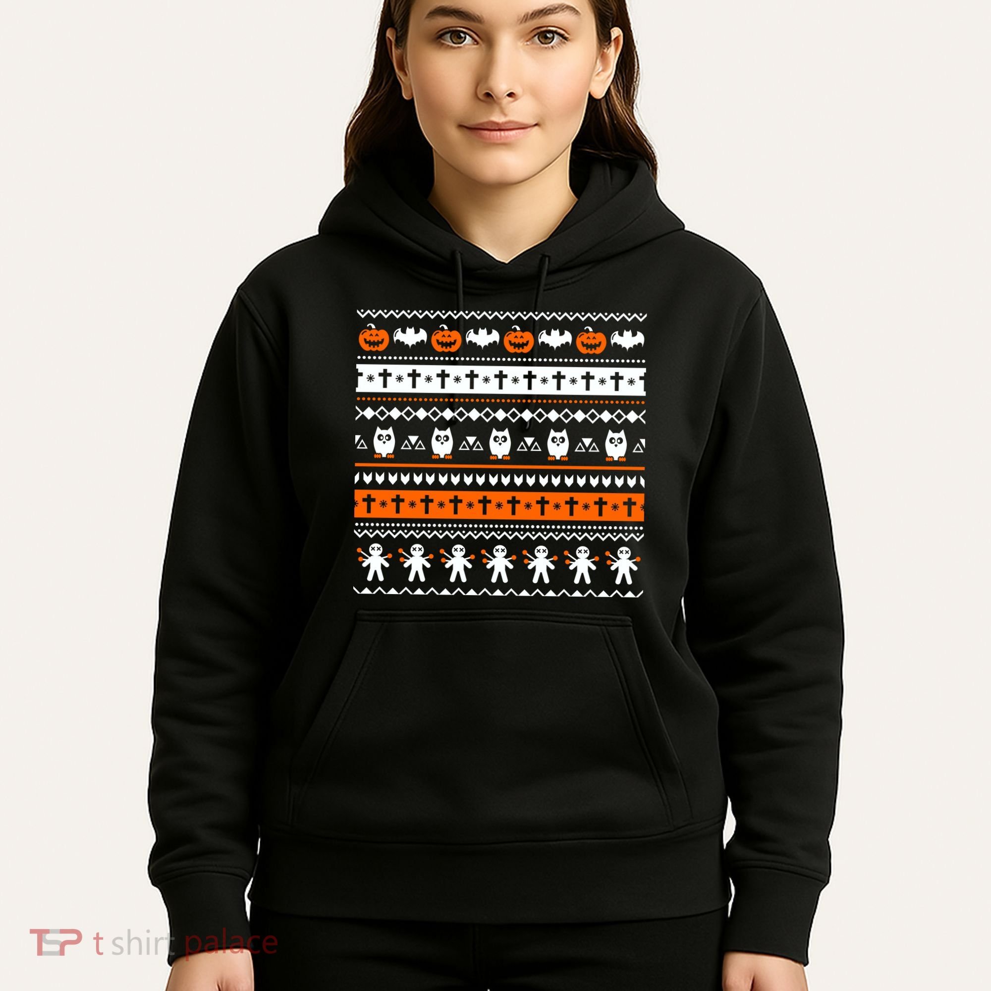 Ugly Halloween Sweater Black Cat Pumpkin Hoodie