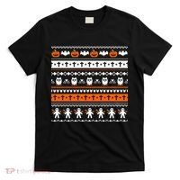 Ugly Halloween Sweater Black Cat Pumpkin T-Shirt thumb 0