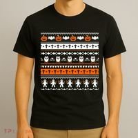 Ugly Halloween Sweater Black Cat Pumpkin T-Shirt thumb 3