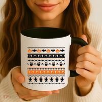 Ugly Halloween Sweater Black Cat Pumpkin Coffee Mug thumb 3