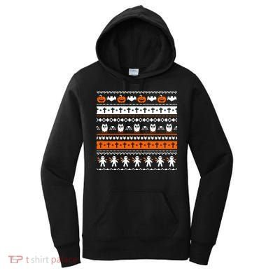 Ugly Halloween Sweater Black Cat Pumpkin Women's Hoodie