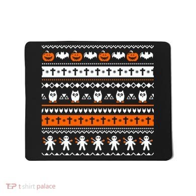 Ugly Halloween Sweater Black Cat Pumpkin Mousepad