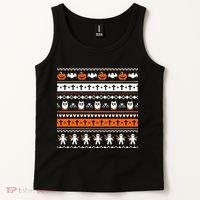 Ugly Halloween Sweater Black Cat Pumpkin Tank Top thumb 2