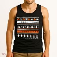 Ugly Halloween Sweater Black Cat Pumpkin Tank Top thumb 3