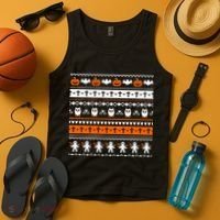 Ugly Halloween Sweater Black Cat Pumpkin Tank Top thumb 4