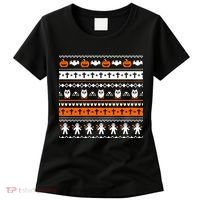 Ugly Halloween Sweater Black Cat Pumpkin Women's T-Shirt thumb 0