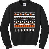 Ugly Halloween Sweater Black Cat Pumpkin Kids Sweatshirt thumb 0
