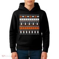 Ugly Halloween Sweater Black Cat Pumpkin Kids Hoodie thumb 4