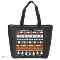 Ugly Halloween Sweater Black Cat Pumpkin Tote Bag thumb 0