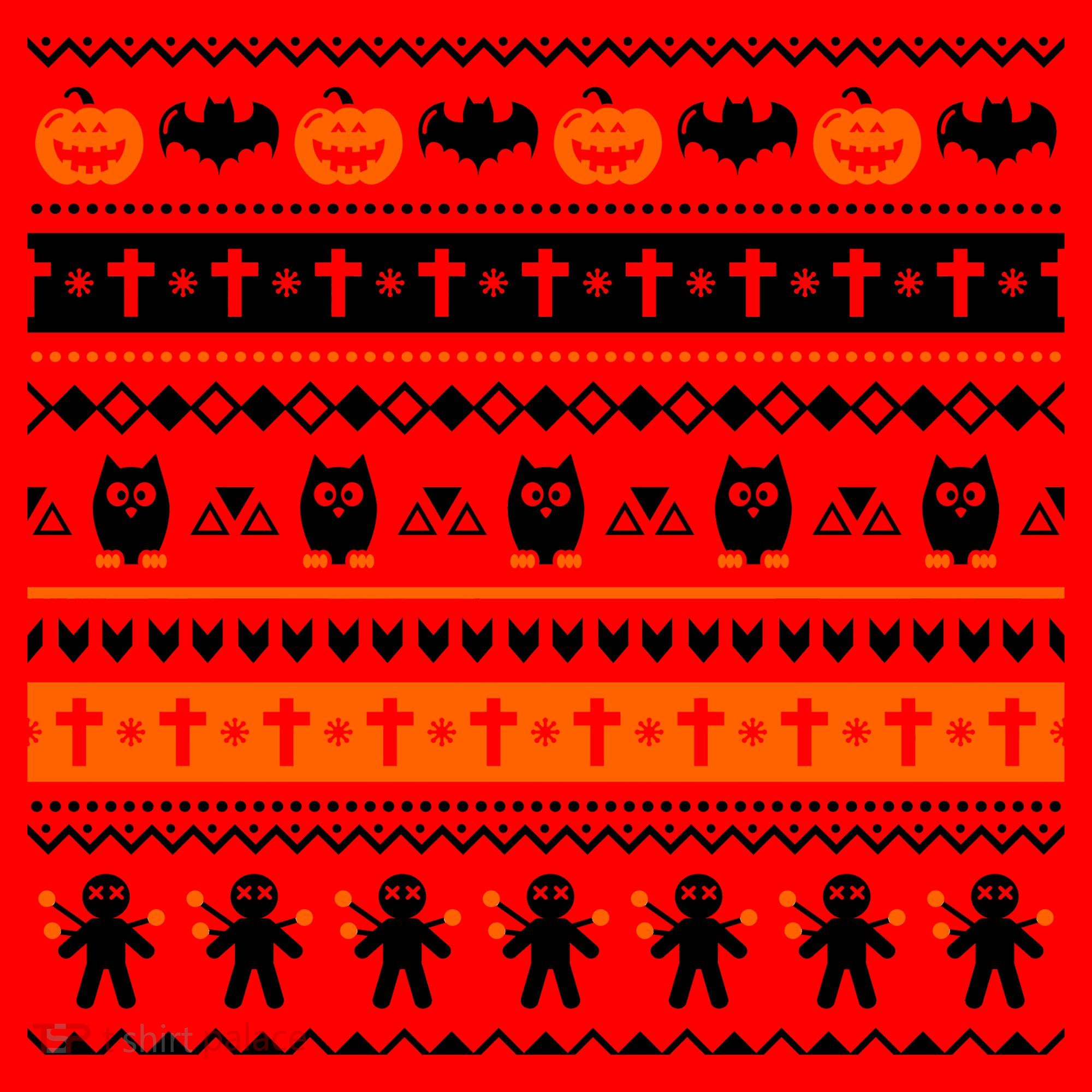 Ugly Halloween Sweater Black Cat Pumpkin Santa Hat