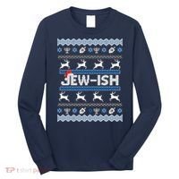 Ugly Hanukkah Sweater Jew-ish Santa Long Sleeve Shirt thumb 0