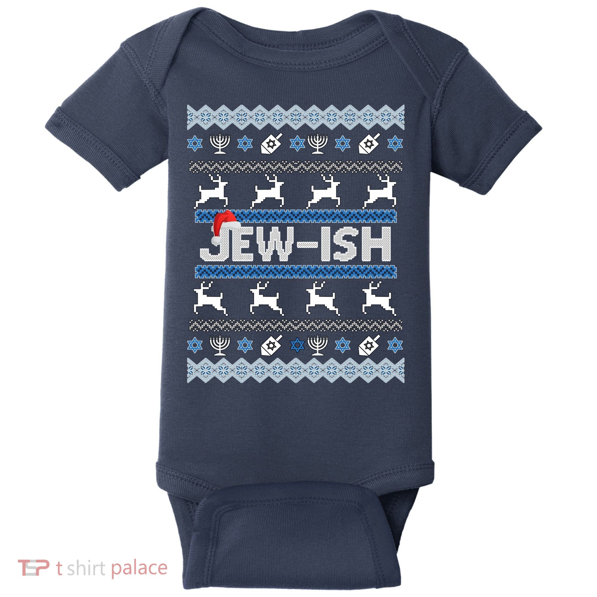 Ugly Hanukkah Sweater Jew-ish Santa Baby Bodysuit