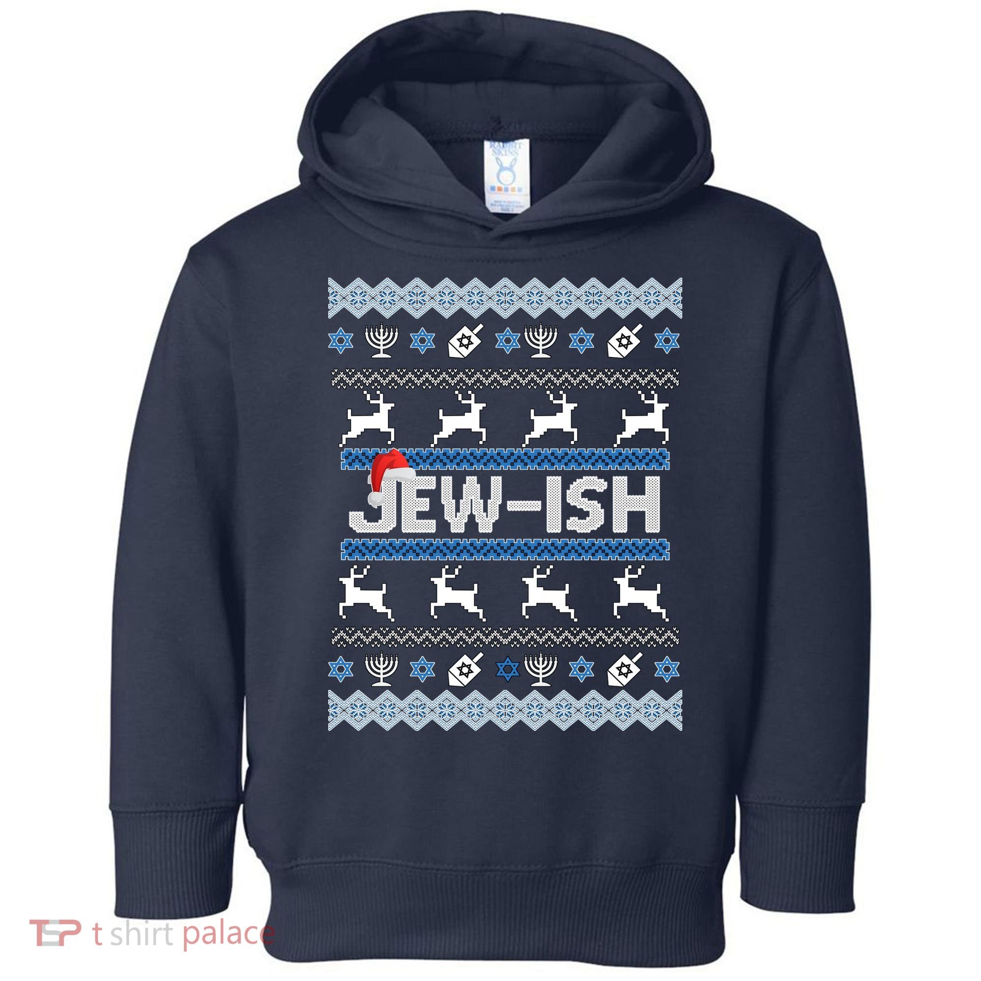 Ugly Hanukkah Sweater Jew-ish Santa Toddler Hoodie