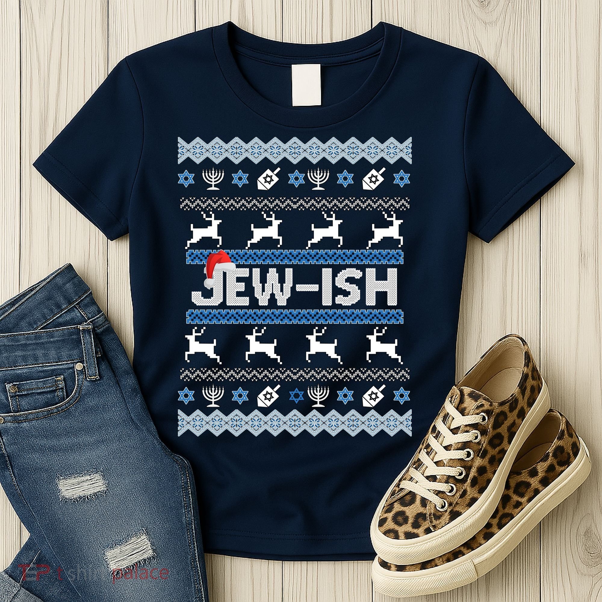 Ugly Hanukkah Sweater Jew-ish Santa Women's T-Shirt