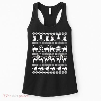Ugly Kitty Cat Christmas Sweater Women's Tank Top