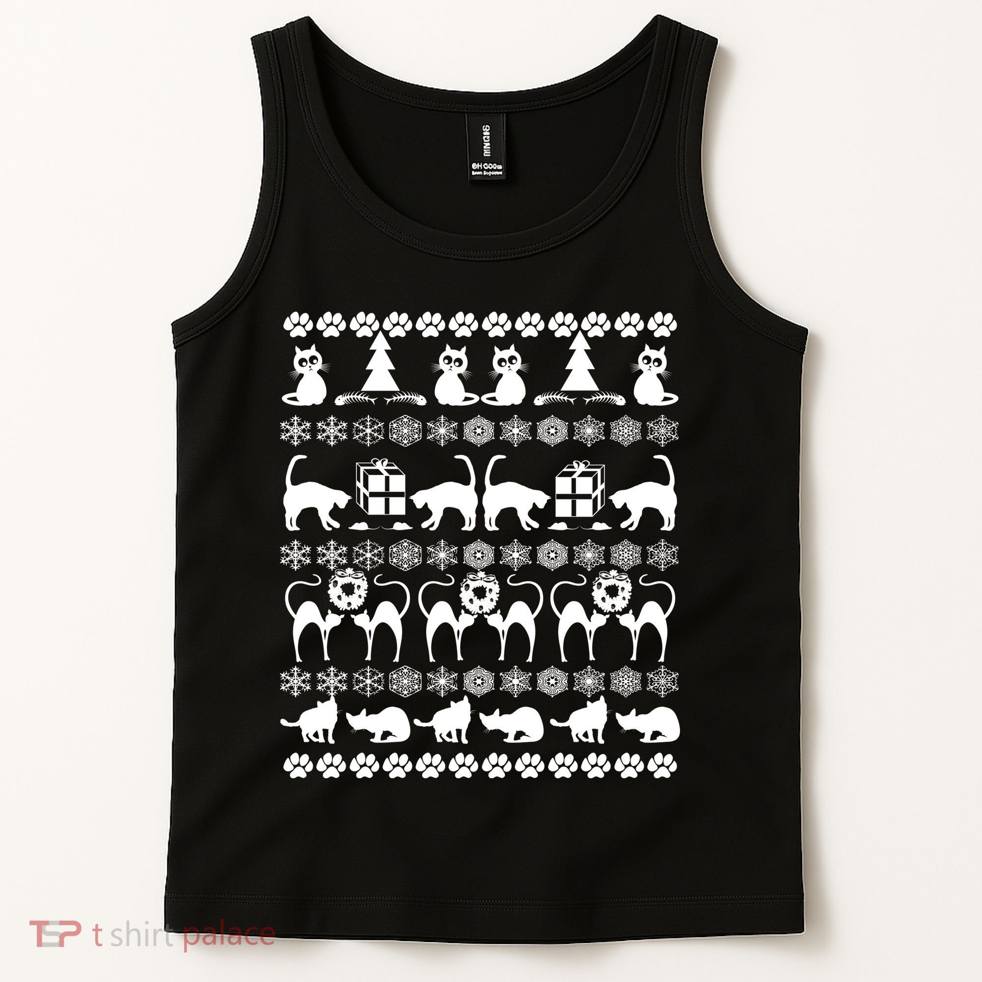 Ugly Kitty Cat Christmas Sweater Tank Top