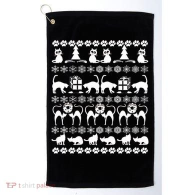 Ugly Kitty Cat Christmas Sweater Golf Towel