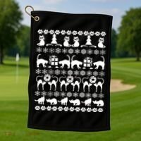 Ugly Kitty Cat Christmas Sweater Golf Towel thumb 1