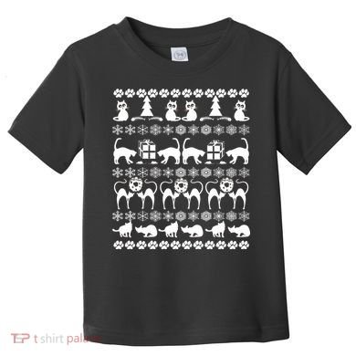 Ugly Kitty Cat Christmas Sweater Toddler T-Shirt