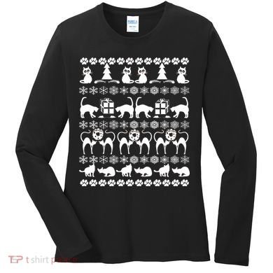 Ugly Kitty Cat Christmas Sweater Women's Long Sleeve Shirt