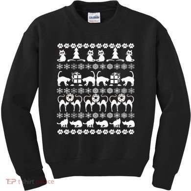Ugly Kitty Cat Christmas Sweater Kids Sweatshirt